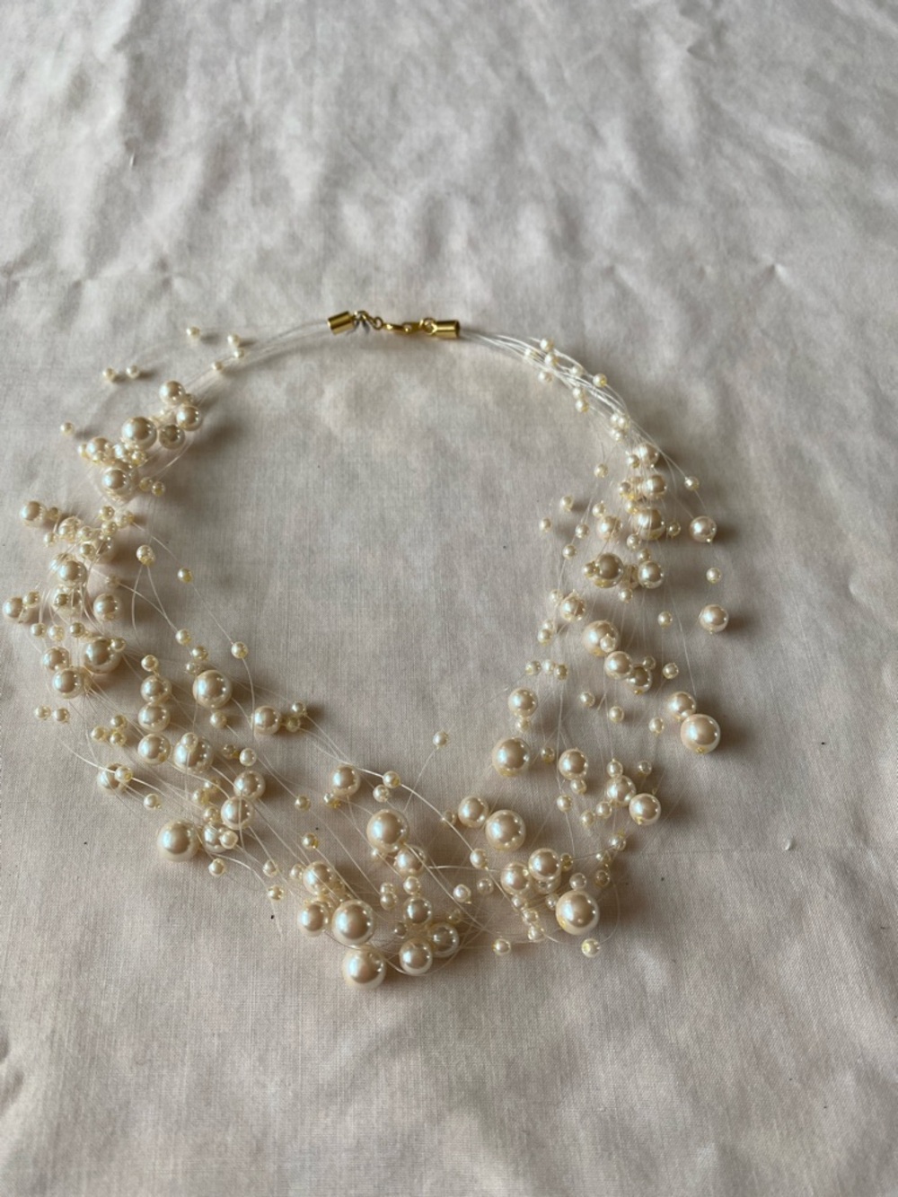 Pearl Cluster Statement Necklace - Ivory